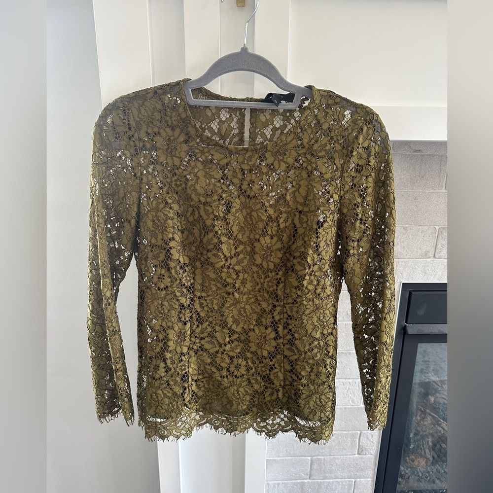 J. Crew Green Fitted lace Blouse| size 00